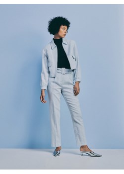 Reserved - Spodnie w kant z lnem - jasnoniebieski ze sklepu Reserved w kategorii Spodnie damskie - zdjęcie 171257564