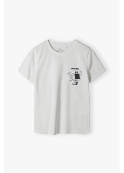 Biały t-shirt z nadrukiem - Offline - Lincoln&Sharks ze sklepu 5.10.15 w kategorii T-shirty chłopięce - zdjęcie 171260691