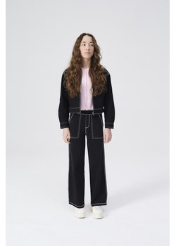 Dzianinowe czarne spodnie wide led dla dziewczynki - Lincoln&Sharks ze sklepu 5.10.15 w kategorii Spodnie dziewczęce - zdjęcie 171260722