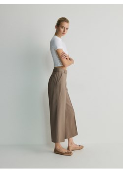 Reserved - Spodnie culotte z kantem - brązowy ze sklepu Reserved w kategorii Spodnie damskie - zdjęcie 171261321