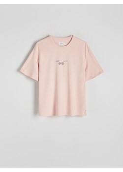 Reserved - T-shirt oversize z nadrukiem - pastelowy róż ze sklepu Reserved w kategorii T-shirty męskie - zdjęcie 171261761