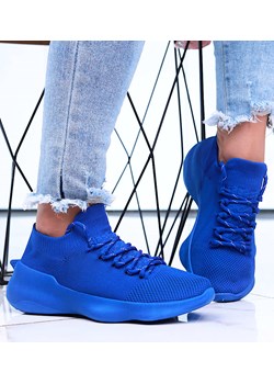 Niebieskie wkładane buty sportowe /E3-2 15916 T195/ ze sklepu Pantofelek24.pl w kategorii Buty sportowe damskie - zdjęcie 171262352
