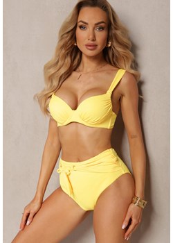 Żółte Bikini ze Sztywnym Marszczonym Biustonoszem i Paskiem na Majtkach Wiaraia ze sklepu Renee odzież w kategorii Stroje kąpielowe - zdjęcie 171266912