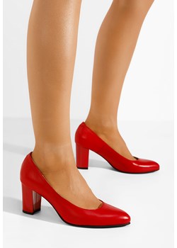 Czerwone czółenka skórzane Acerra ze sklepu Zapatos w kategorii Czółenka - zdjęcie 171270292
