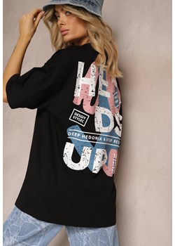Czarna Koszulka T-shirt z Napisem z Przodu i Nadrukiem na Plecach Calussa ze sklepu Renee odzież w kategorii Bluzki damskie - zdjęcie 171271484