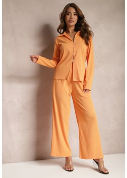Pomarańczowy Komplet Casualowy Szerokie Spodnie z Gumką w Pasie i Koszula Sansia ze sklepu Renee odzież w kategorii Komplety i garnitury damskie - zdjęcie 171271534
