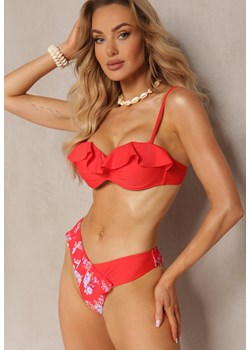 Czerwone Bikini z Falbankami Biustonosz z Usztywnieniem na Regulowanych Ramiączkach i Majtki Typu Figi Giamarie ze sklepu Renee odzież w kategorii Stroje kąpielowe - zdjęcie 171271772