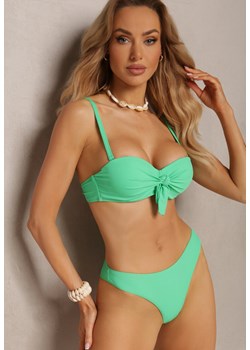 Zielone Bikini Majtki Figi i Usztywniany Biustonosz na Ramiączkach z Regulacją i Ozdobnym Wiązaniem Celiamarie ze sklepu Renee odzież w kategorii Stroje kąpielowe - zdjęcie 171272021