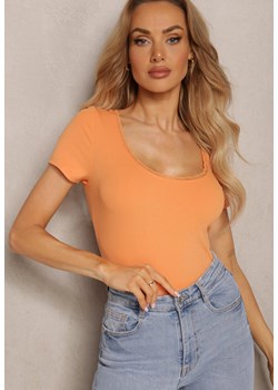Pomarańczowa Bluzka z Trójkątnym Dekoltem z Koronką Thisalla ze sklepu Renee odzież w kategorii Bluzki damskie - zdjęcie 171272133