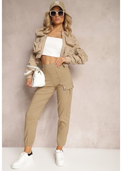 Beżowe Joggery Spodnie z Kieszeniami na Klapy Lapaila ze sklepu Renee odzież w kategorii Spodnie damskie - zdjęcie 171272240