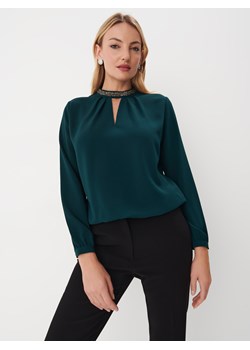 Mohito - Zielona elegancka bluzka - ciemny zielony ze sklepu Mohito w kategorii Bluzki damskie - zdjęcie 171280352
