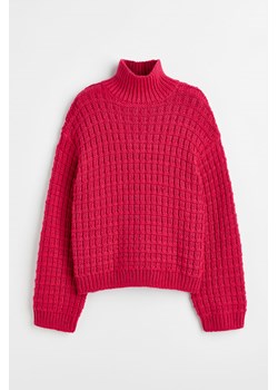 H & M - Sweter oversize z golfowym kołnierzem - Różowy ze sklepu H&M w kategorii Swetry damskie - zdjęcie 171286152