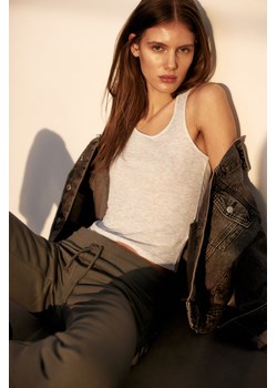 H & M - Prześwitujący top na ramiączkach - Szary ze sklepu H&M w kategorii Bluzki damskie - zdjęcie 171286190