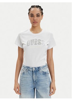Guess T-Shirt Ss Rn Sequins Logo T W4GI31 I3Z14 Biały Regular Fit ze sklepu MODIVO w kategorii Bluzki damskie - zdjęcie 171291753
