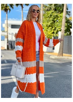 Długi kardigan z kieszeniami ASHLY - orange ze sklepu magmac.pl w kategorii Swetry damskie - zdjęcie 171295721