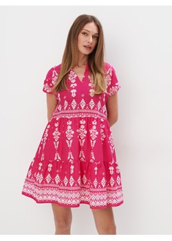Mohito - Trapezowa różowa sukienka mini - fuksjowy ze sklepu Mohito w kategorii Sukienki - zdjęcie 171295733