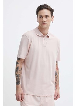 HUGO polo bawełniane kolor różowy gładki 50493206 ze sklepu ANSWEAR.com w kategorii T-shirty męskie - zdjęcie 171296711