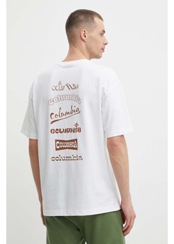 Columbia t-shirt Burnt Lake męski kolor biały z nadrukiem 2071711 ze sklepu ANSWEAR.com w kategorii T-shirty męskie - zdjęcie 171296751