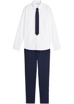 Koszula chłopięca + spodnie chino+ krawat na uroczyste okazje (3 części) ze sklepu bonprix w kategorii Marynarki i garnitury chłopięce - zdjęcie 171296931