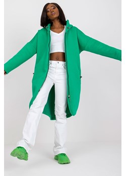 Bluza damska długa  rozpinana z kapturem - zielona długa ze sklepu 5.10.15 w kategorii Bluzy damskie - zdjęcie 171297164