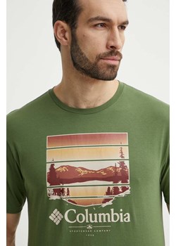 Columbia t-shirt bawełniany Path Lake męski kolor zielony z nadrukiem 1934814 ze sklepu PRM w kategorii T-shirty męskie - zdjęcie 171298404