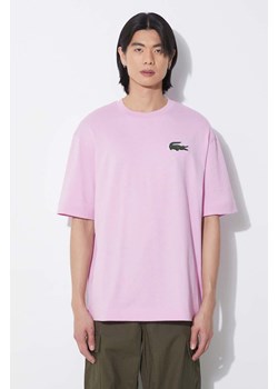 Lacoste t-shirt bawełniany kolor różowy z aplikacją ze sklepu PRM w kategorii T-shirty męskie - zdjęcie 171298444