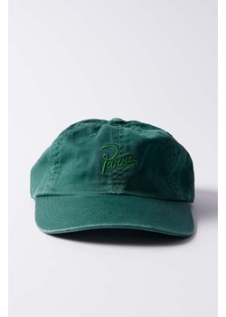 by Parra czapka z daszkiem bawełniana Script Logo 6 Panel Hat kolor zielony gładka 51272 ze sklepu PRM w kategorii Czapki z daszkiem damskie - zdjęcie 171298571