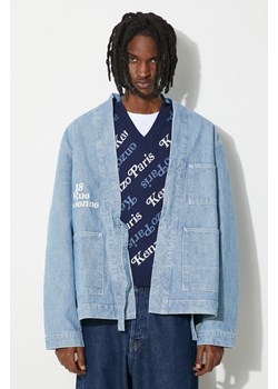 Kenzo kurtka jeansowa by Verdy Kimono męska kolor niebieski przejściowa oversize FE55DM1426H4.DT ze sklepu PRM w kategorii Kurtki męskie - zdjęcie 171298673