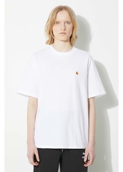 Carhartt WIP t-shirt bawełniany S/S Chase T-Shirt damski kolor biały I033045.00RXX ze sklepu PRM w kategorii Bluzki damskie - zdjęcie 171299084