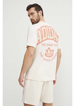 adidas Originals t-shirt bawełniany męski kolor beżowy wzorzysty IS0186 ze sklepu PRM w kategorii T-shirty męskie - zdjęcie 171299140
