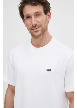 Lacoste t-shirt bawełniany męski kolor biały gładki ze sklepu PRM w kategorii T-shirty męskie - zdjęcie 171299170