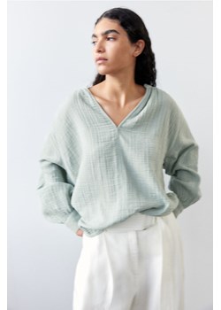 H & M - Bluzka z dwuwarstwowej tkaniny - Zielony ze sklepu H&M w kategorii Bluzki damskie - zdjęcie 171299242