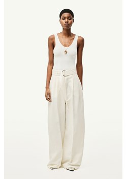 H & M - Spodnie z domieszką lnu - Biały ze sklepu H&M w kategorii Spodnie damskie - zdjęcie 171299322