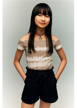 H & M - Dżersejowy top z odkrytymi ramionami - Beżowy ze sklepu H&M w kategorii Bluzki dziewczęce - zdjęcie 171299744