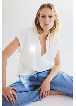 H & M - Bawełniana bluzka z falbankami - Biały ze sklepu H&M w kategorii Bluzki damskie - zdjęcie 171302734