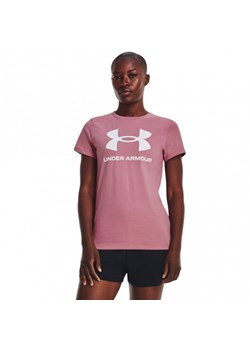Damski t-shirt z nadrukiem Under Armour UA Rival Logo SS - różowy ze sklepu Sportstylestory.com w kategorii Bluzki damskie - zdjęcie 171307140