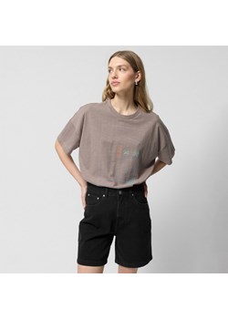 Damski t-shirt oversize z nadrukiem Outhorn OTHWSS24TTSHF1486 - brązowy ze sklepu Sportstylestory.com w kategorii Bluzki damskie - zdjęcie 171308312