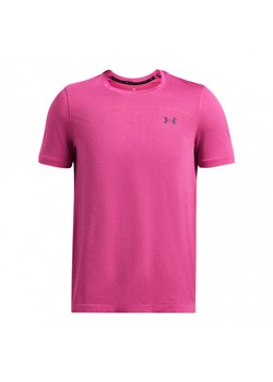 Męska koszulka treningowa Under Armour UA Rush Seamless Wordmark SS - różowa ze sklepu Sportstylestory.com w kategorii T-shirty męskie - zdjęcie 171309580