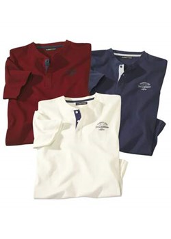 Zestaw 3 koszulek z dekoltem z guzikami ze sklepu Atlas For Men w kategorii T-shirty męskie - zdjęcie 171310832