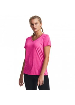 Damska koszulka treningowa UNDER ARMOUR Tech SSV - Twist - różowa ze sklepu Sportstylestory.com w kategorii Bluzki damskie - zdjęcie 171311133