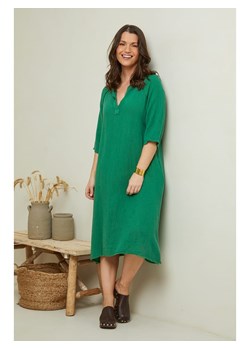 Curvy Lady Lniana sukienka w kolorze zielonym ze sklepu Limango Polska w kategorii Sukienki - zdjęcie 171311344