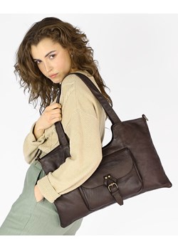 Torebka shopperka skórzana miejska retro bag - MARCO MAZZINI ciemny brąz ze sklepu Verostilo w kategorii Torby Shopper bag - zdjęcie 171312550