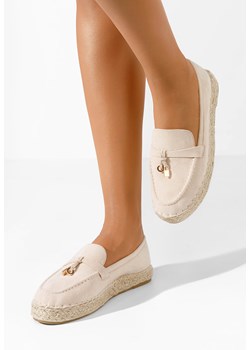 Beżowe mokasyny na grubej podeszwie Lalie ze sklepu Zapatos w kategorii Espadryle damskie - zdjęcie 171312650