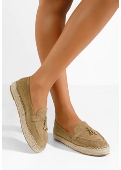 Khaki mokasyny na grubej podeszwie Lalie ze sklepu Zapatos w kategorii Espadryle damskie - zdjęcie 171312651