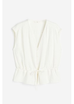 H & M - Bluzka z kreszowanej bawełny - Biały ze sklepu H&M w kategorii Bluzki damskie - zdjęcie 171313321