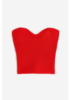 H & M - Top bandeau z dzianiny w prążki - Czerwony ze sklepu H&M w kategorii Bluzki damskie - zdjęcie 171313370