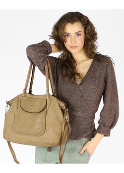 MARCO MAZZINI Torebka skórzana shopper bag ispirato dalla natura beżowy taupe ze sklepu Verostilo w kategorii Torby Shopper bag - zdjęcie 171313650