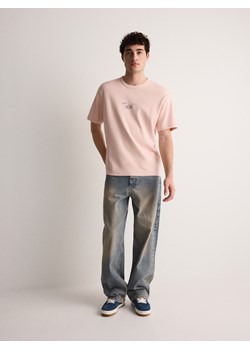 Reserved - T-shirt oversize z nadrukiem - pastelowy róż ze sklepu Reserved w kategorii T-shirty męskie - zdjęcie 171318234