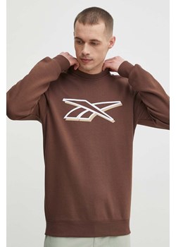 Reebok bluza męska kolor brązowy z nadrukiem 100202412 ze sklepu ANSWEAR.com w kategorii Bluzy męskie - zdjęcie 171323413