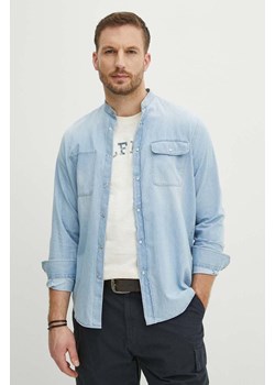 Liu Jo koszula jeansowa męska kolor niebieski regular ze stójką ze sklepu ANSWEAR.com w kategorii Koszule męskie - zdjęcie 171323463
